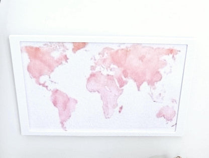 Pink World Map Framed Art – alternate view 6 | 1:12 scale dolls house miniature
