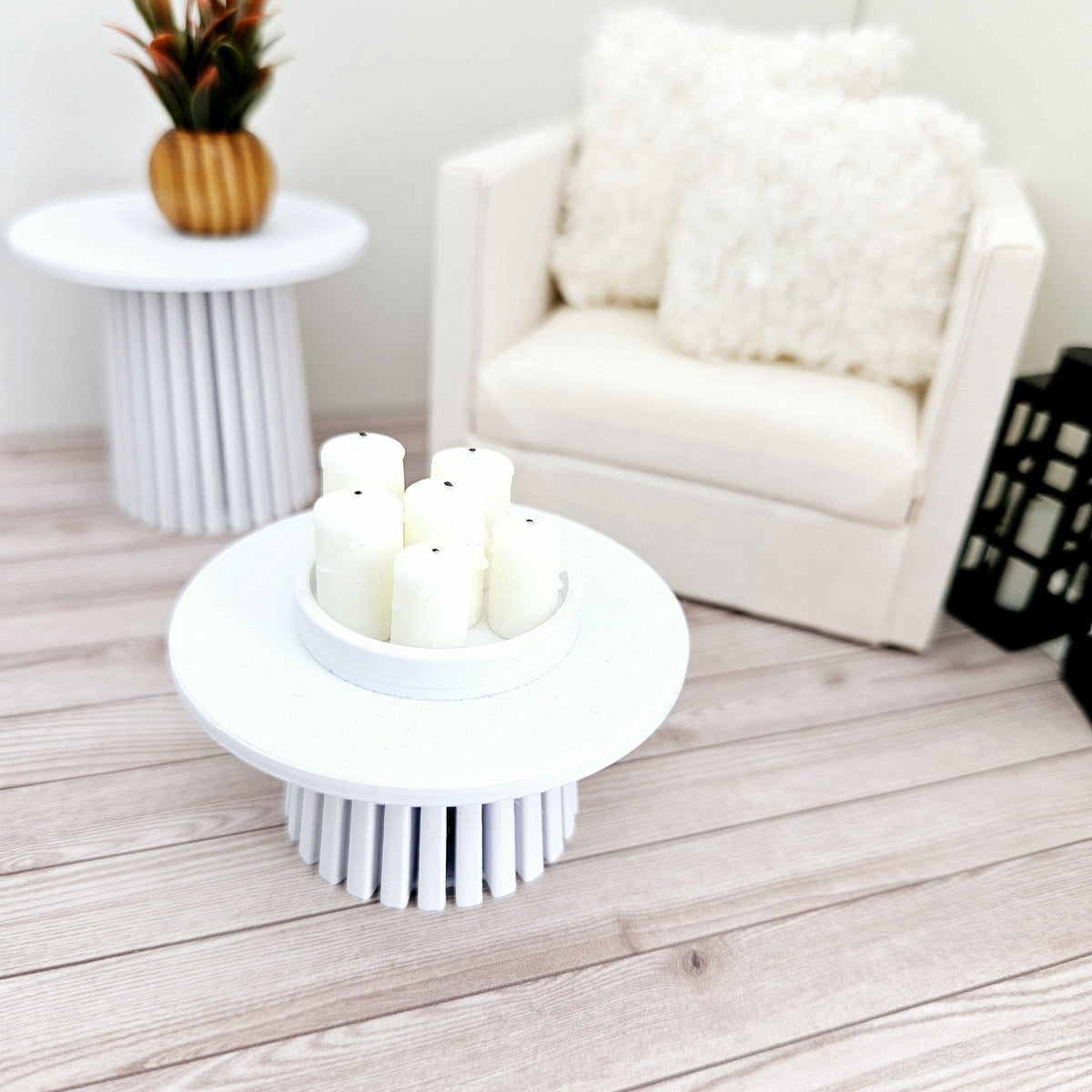 Tray Ornament with 6 Candles – alternate view 2 | 1:12 scale dolls house miniature