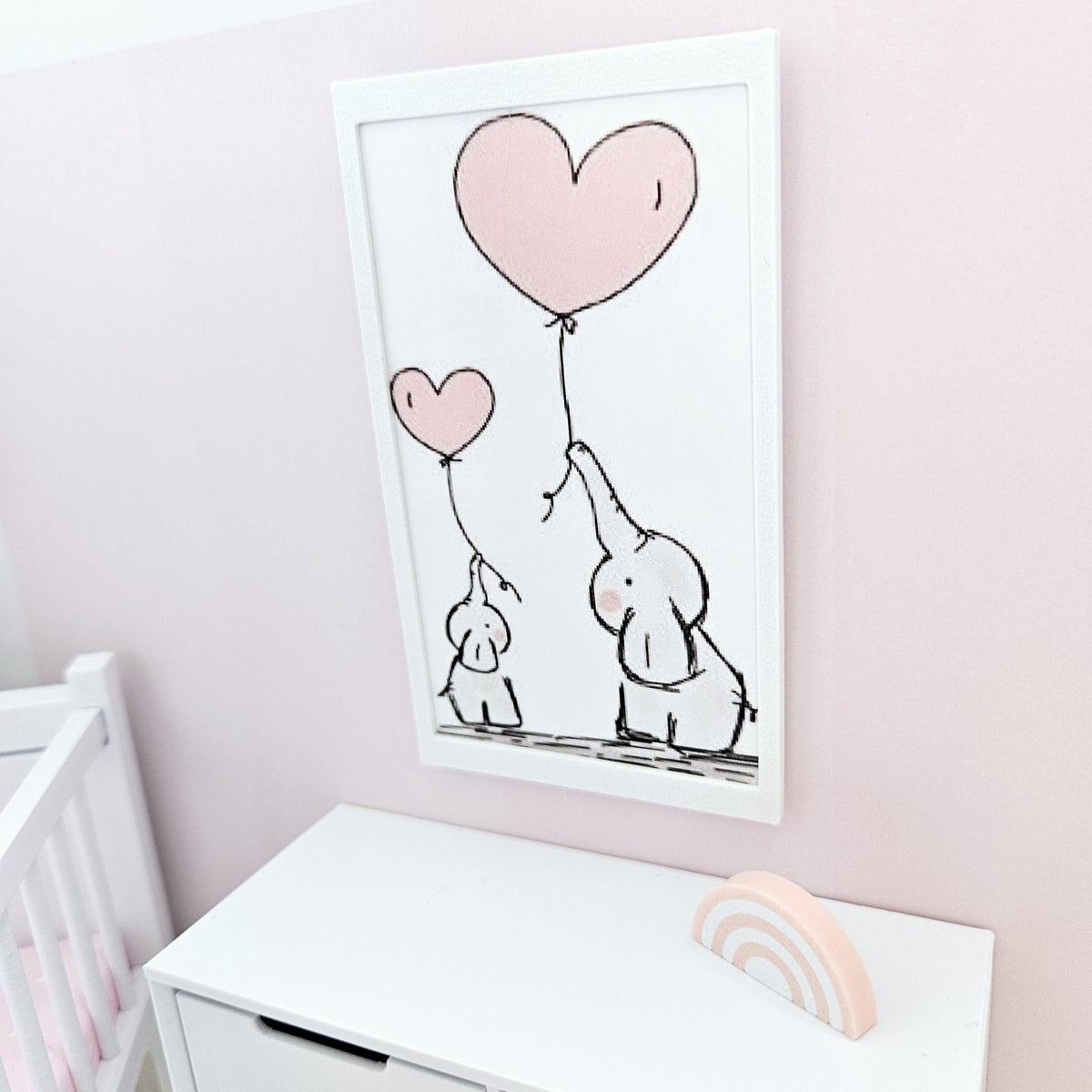 Elephants & Balloons Nursery Art – alternate view 3 | 1:12 scale dolls house miniature