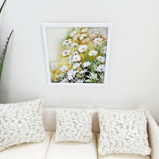 White Daisy Floral Wall Art | 1:12 scale dolls house miniature