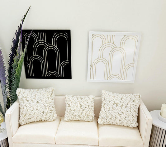Black & Gold Abstract Art Pair | 1:12 scale dolls house miniature