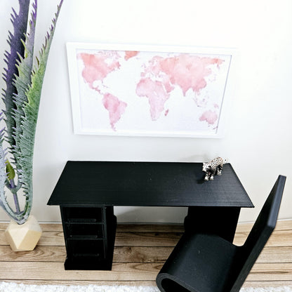Pink World Map Framed Art – alternate view 4 | 1:12 scale dolls house miniature