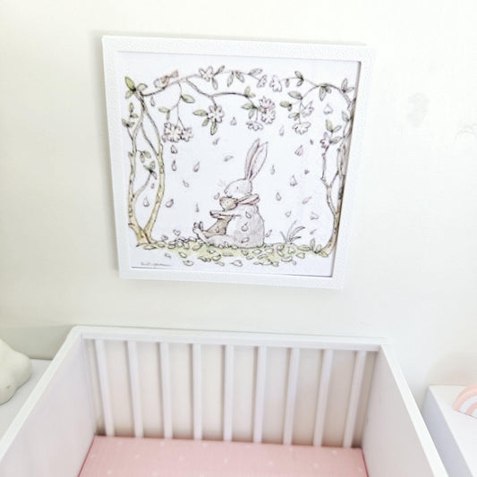 Dolls House Modern Framed Wall Art, Rabbit Print, 12th Scale