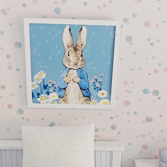 Dolls House Peter Rabbit Print, Modern Framed Miniature Wall Art