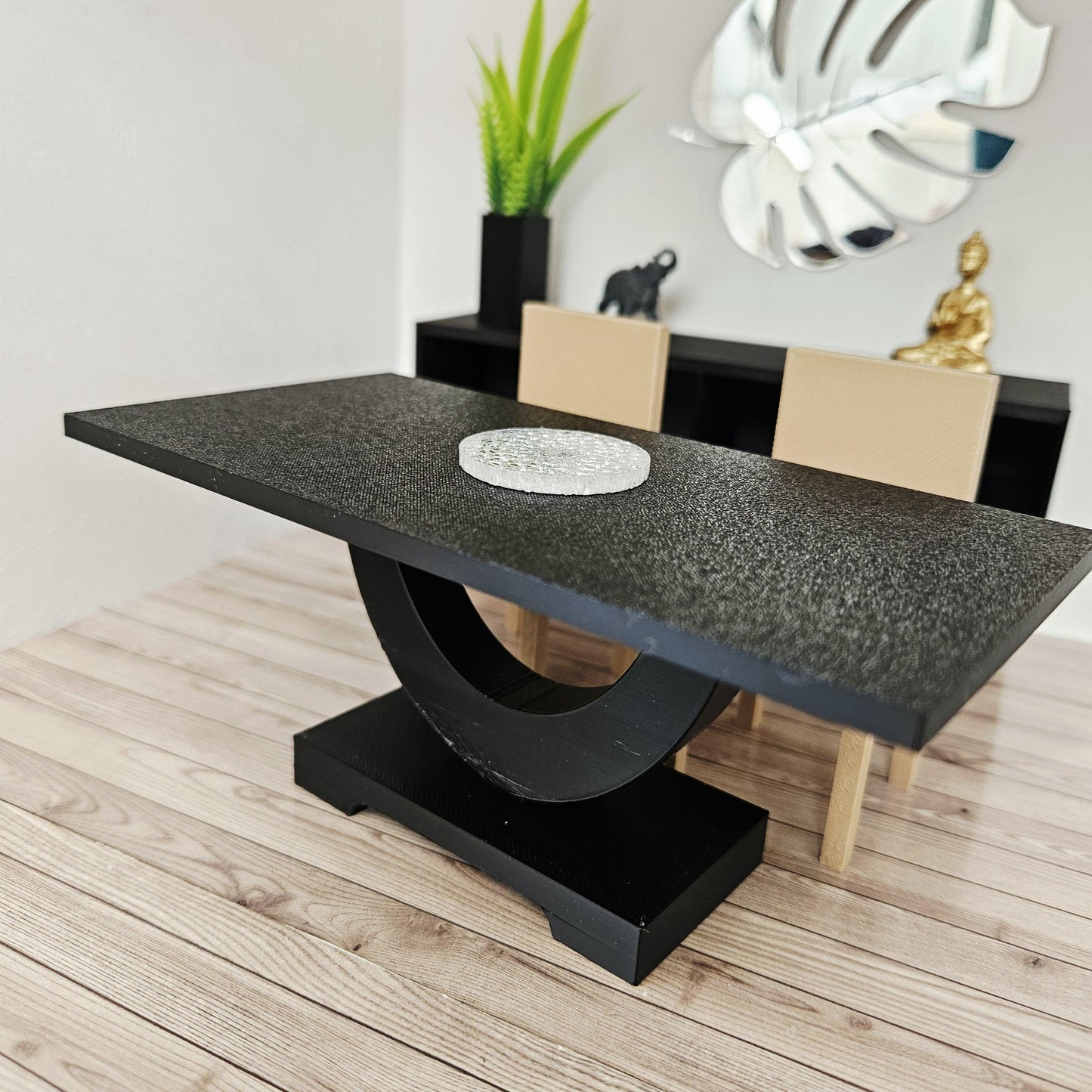 Dolls House Modern Half Moon Dining Table – Choice of Colours | 1:12 Scale
