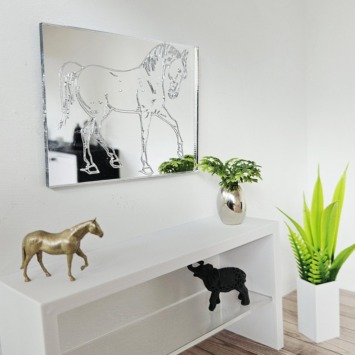 Dolls House Horse Mirror – Silver Acrylic | 1:12 Scale Miniature