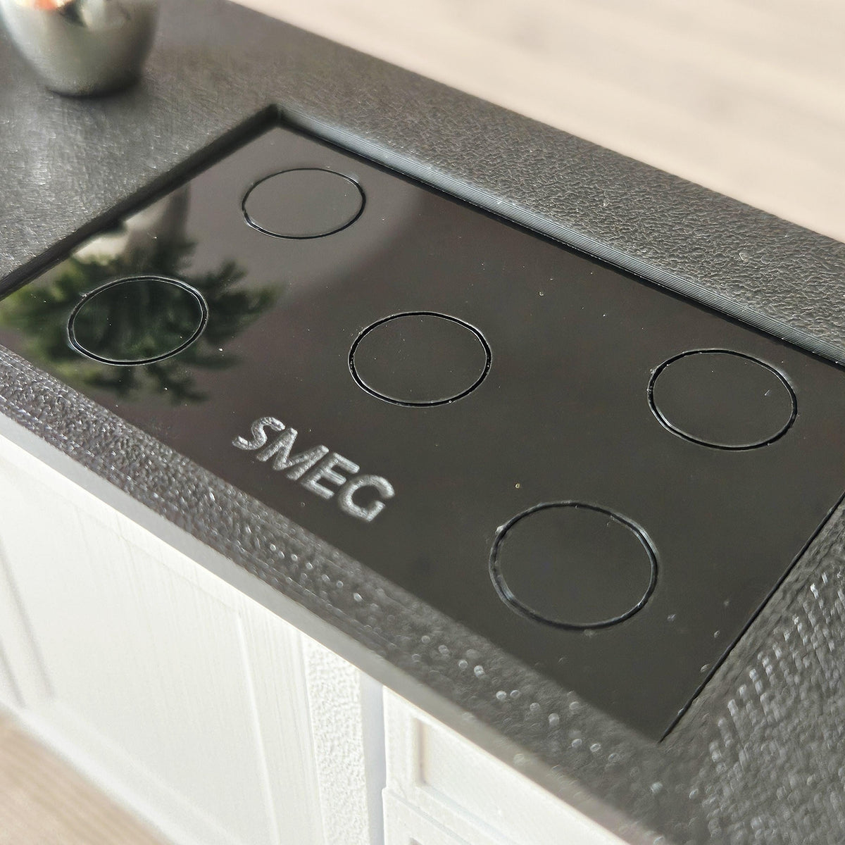Dolls House Black Smeg Induction Hob – Laser Engraved Acrylic | 1:12 Scale Miniature