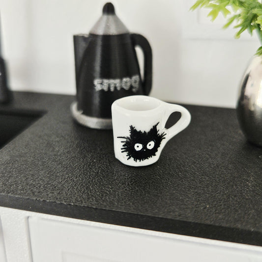 Dolls House Black Cat Mug | Miniature Cup | Cat Lover Kitchen Accessory | 1:12 Scale