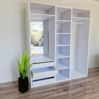 Modern Open Wardrobe with Mirror – alternate view 6 | 1:12 scale dolls house miniature