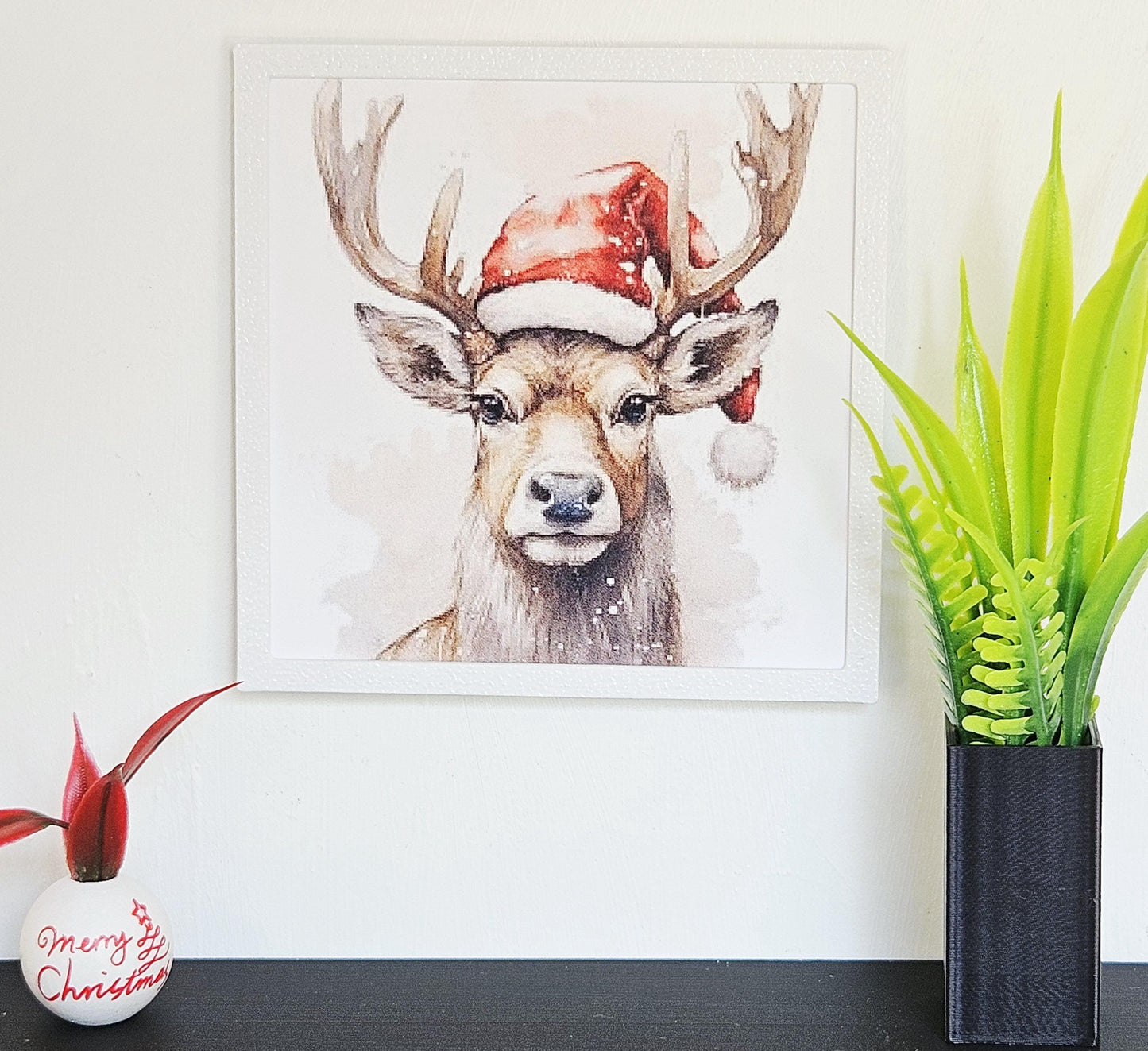 Dolls House Christmas Wall Art | Framed Stag Print | 1:12 Scale Miniature Picture