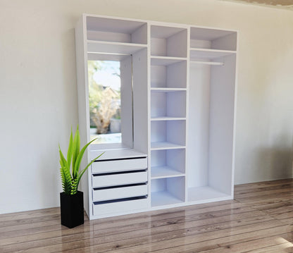 Modern Open Wardrobe with Mirror | 1:12 scale dolls house miniature