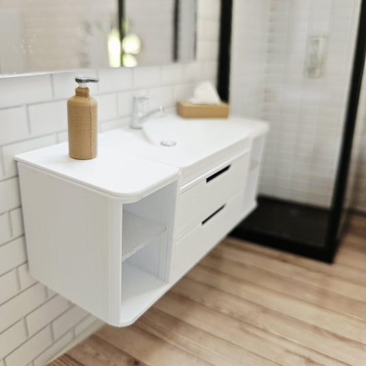Wall-Hung Vanity with 2 Drawers – alternate view 2 | 1:12 scale dolls house miniature