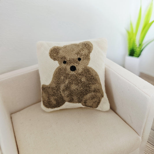 Dolls House Cream Teddy Bear Cushion, 1:12 Scale Miniature