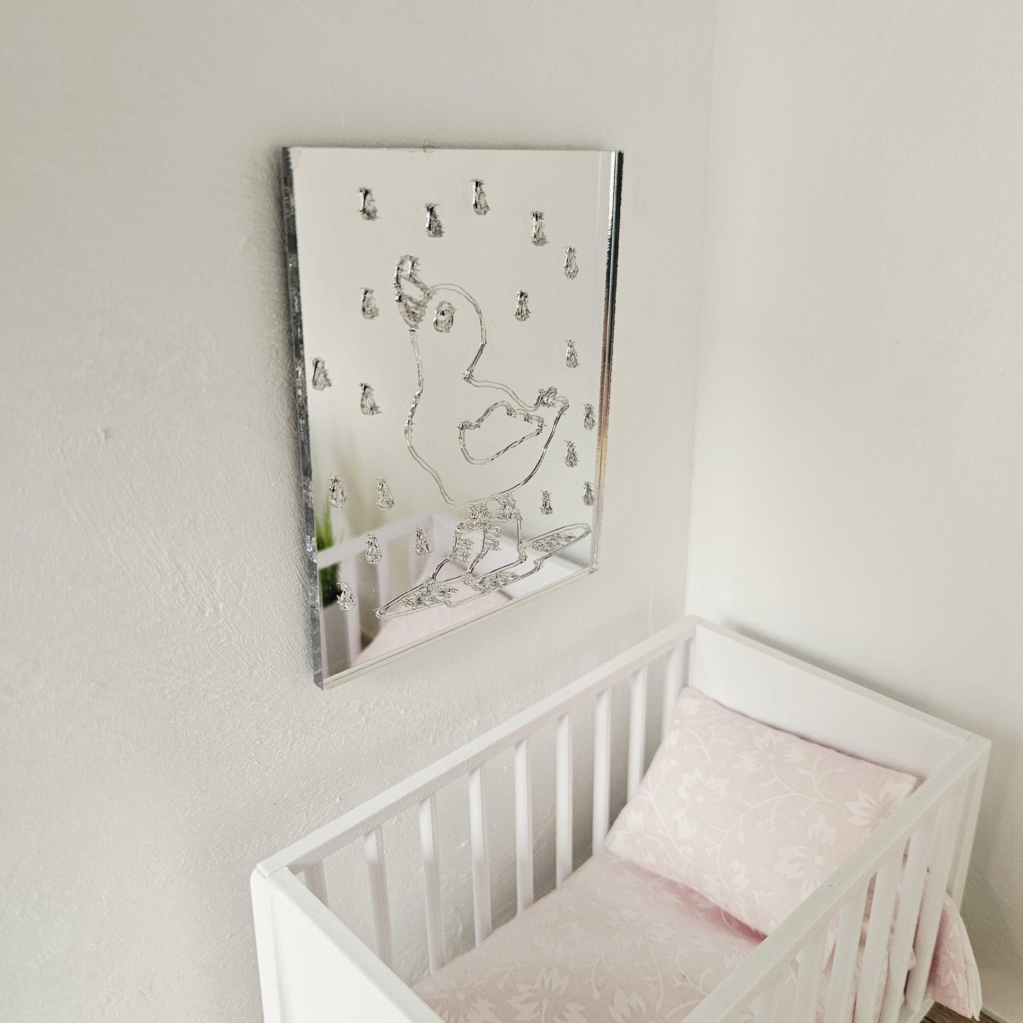 Dolls House Duck in the Rain Mirror – Nursery Decor | 1:12 Scale Miniature
