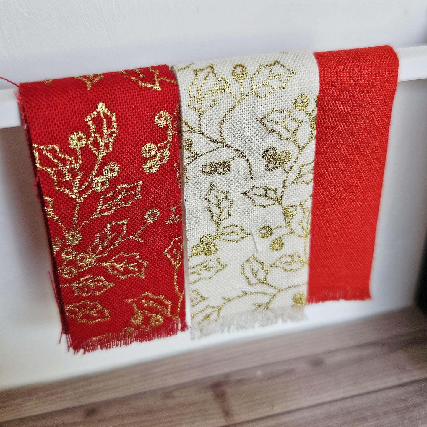 Dolls House Christmas Tea Towels: Miniature 12th Scale Set
