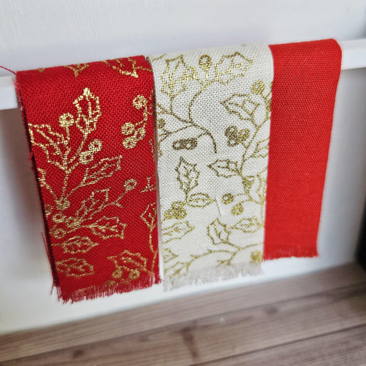 Dolls House Christmas Tea Towels: Miniature 12th Scale Set