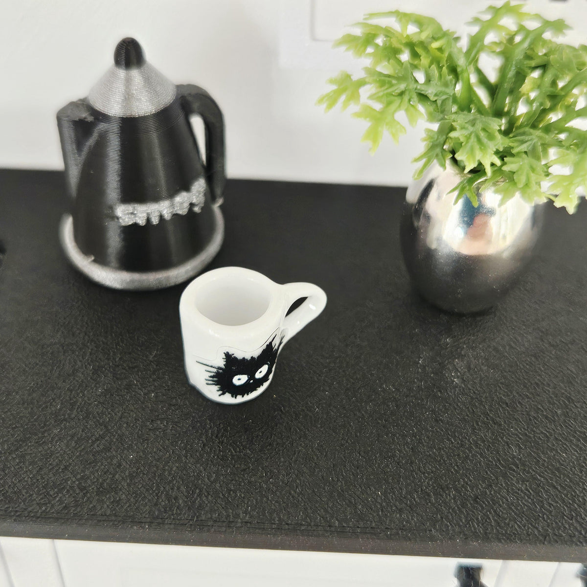 Dolls House Black Cat Mug Cat Lover Kitchen Accessory