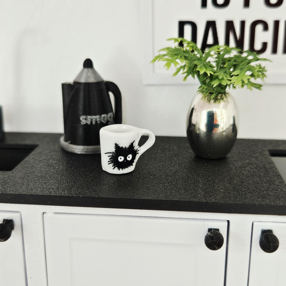 Dolls House Black Cat Mug Cat Lover Kitchen Accessory