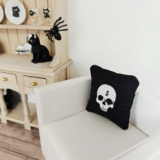 Dolls house Halloween Skull Cushion, 12th scale cushions, miniature cushions