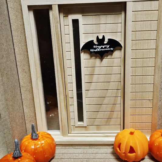 Dolls House Halloween Bat Door Sign – Happy Halloween Miniature Decoration | 1:12 Scale
