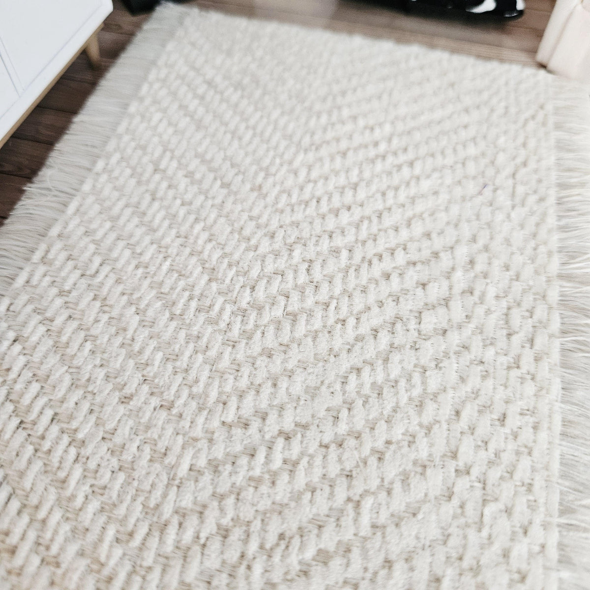 Light beige Herringbone Rug | 1:12th Scale | Miniature Rug