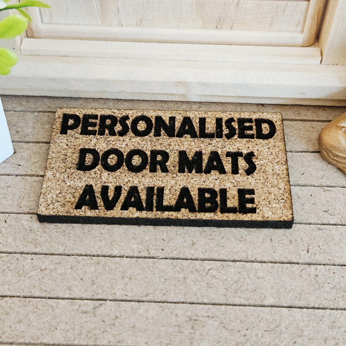 Dolls House Personalised Doormat | Engraved Cork Welcome Mat | Miniature Entrance Decor | 1:12 Scale