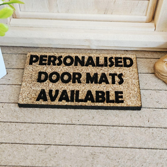 Personalised Cork Doormat – alternate view 2 | 1:12 scale dolls house miniature