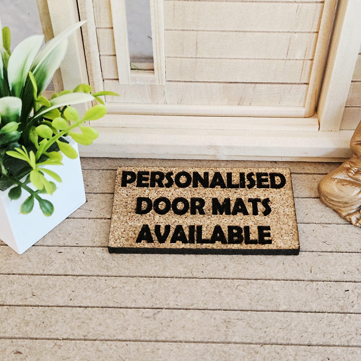 Dolls House Personalised Doormat | Engraved Cork Welcome Mat | Miniature Entrance Decor | 1:12 Scale
