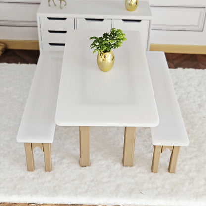 Dining Table & Bench Set – alternate view 4 | 1:12 scale dolls house miniature