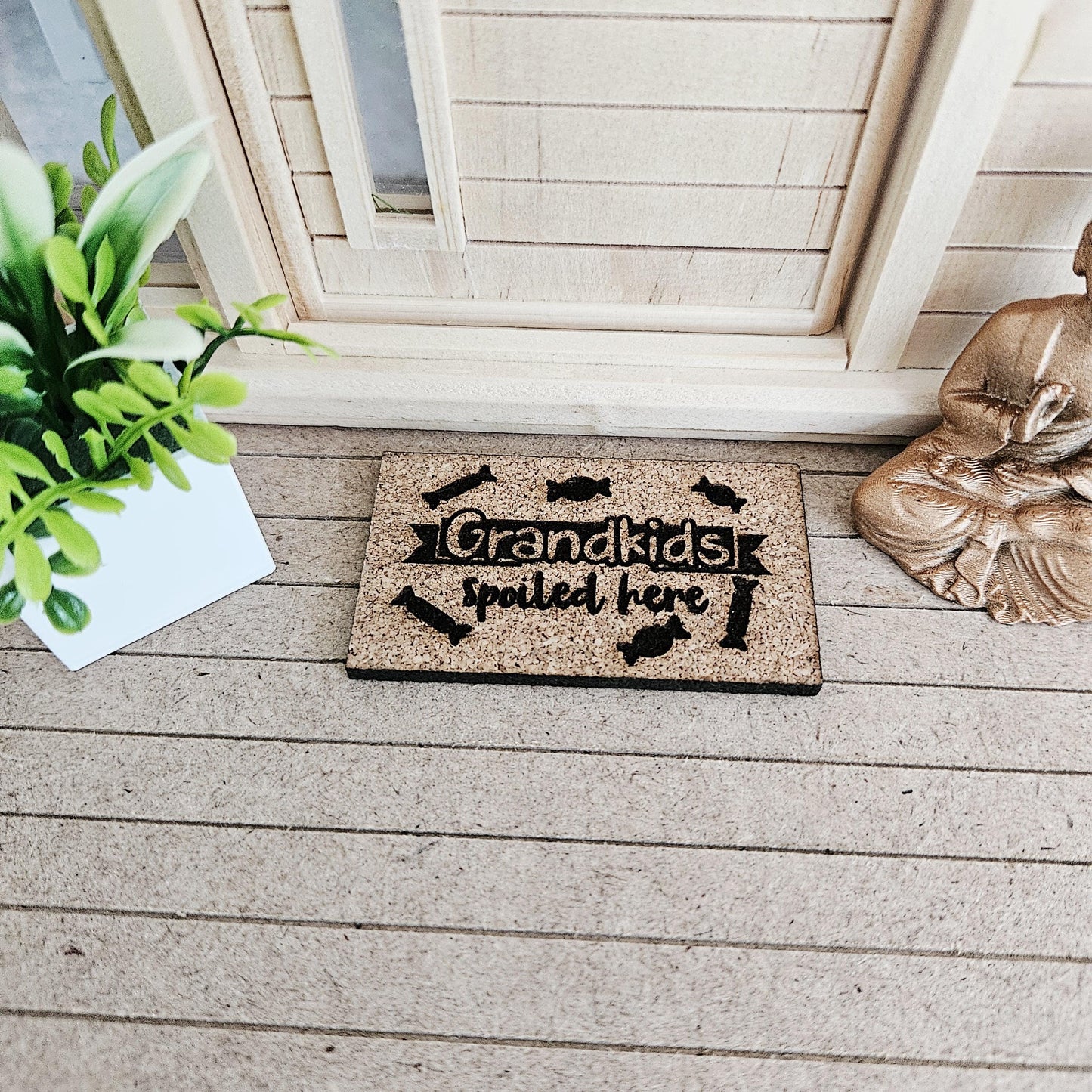 Dolls House Cork Doormat Set | 9 Designs to Choose From | 1:12 Scale Miniature
