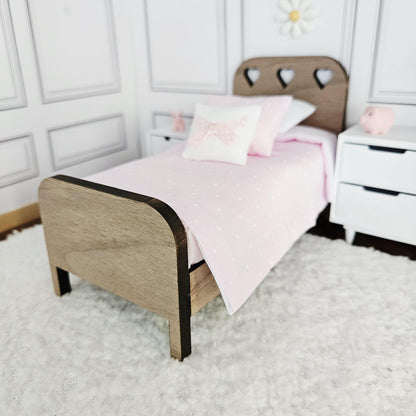 Walnut Single Bed with Heart Detail – alternate view 8 | 1:12 scale dolls house miniature