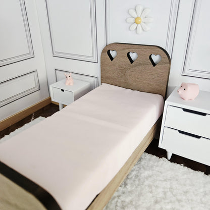 Walnut Single Bed with Heart Detail – alternate view 5 | 1:12 scale dolls house miniature
