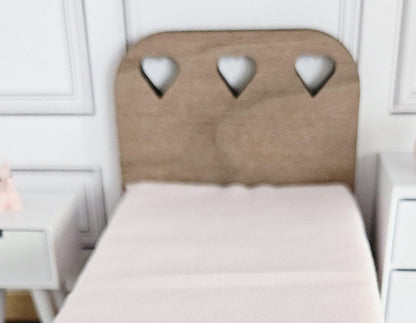 Walnut Single Bed with Heart Detail – alternate view 7 | 1:12 scale dolls house miniature