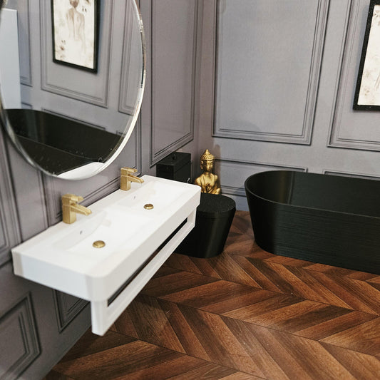 Double-Sink Vanity with Towel Rail | 1:12 scale dolls house miniature