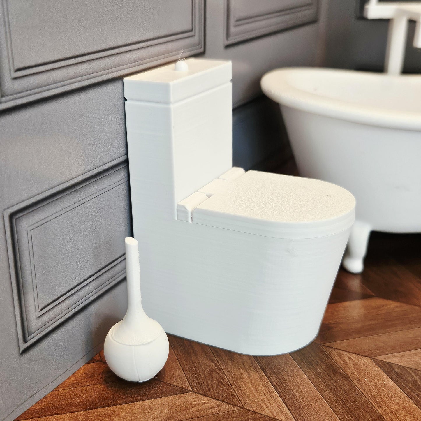 Dolls House Modern Round Toilet Brush, 12th Scale, Choice of Colours