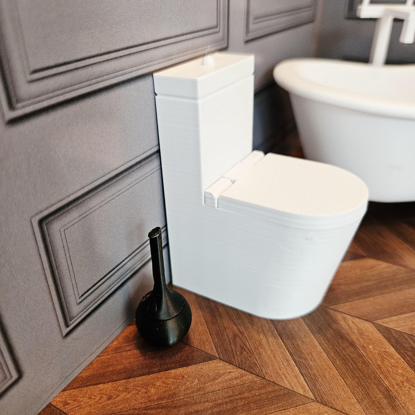 Dolls House Modern Round Toilet Brush, 12th Scale, Choice of Colours