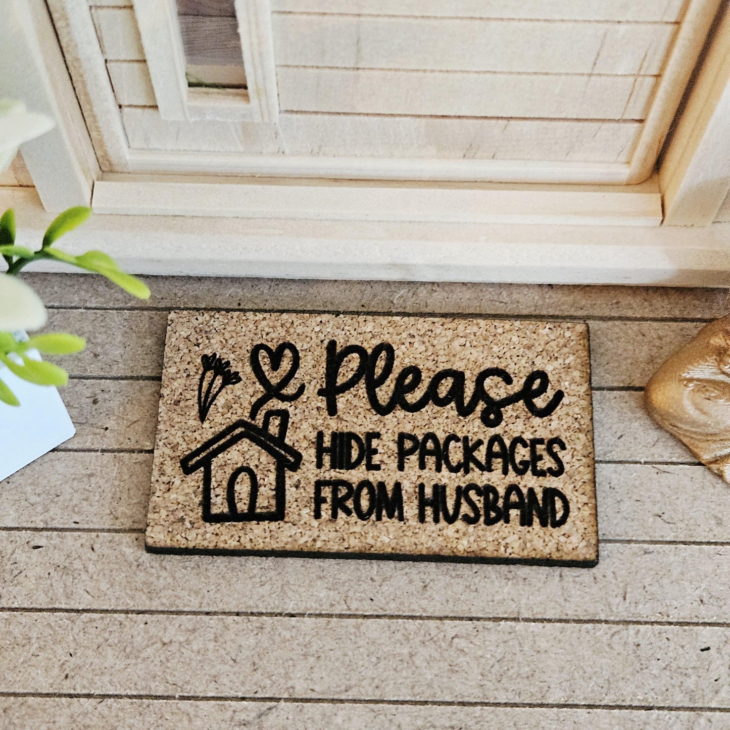 Dolls House Funny Cork Doormats | 9 Designs to Choose From | 1:12th Scale | Miniature mat