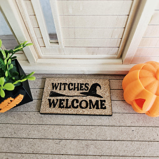 Miniature Halloween Cork Doormat | 1:12 Scale Dolls House Decor