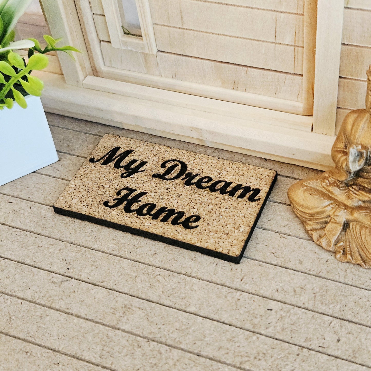 Dolls House Cork Doormat Set | 9 Designs to Choose From | 1:12 Scale Miniature