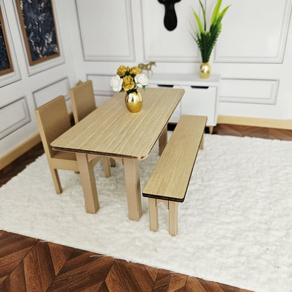 Oak-Veneer Dining Set – alternate view 3 | 1:12 scale dolls house miniature