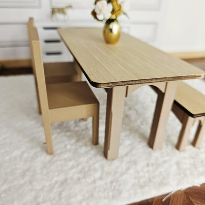 Oak-Veneer Dining Set – alternate view 4 | 1:12 scale dolls house miniature