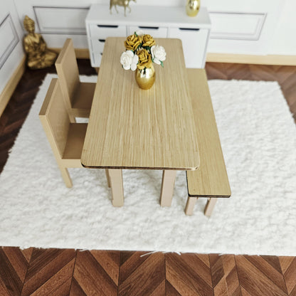 Oak-Veneer Dining Set – alternate view 7 | 1:12 scale dolls house miniature