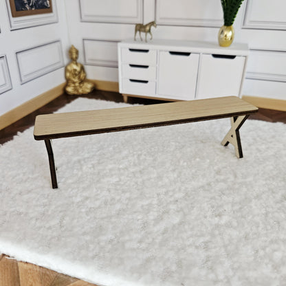 Modern 145 mm Slatted Bench – alternate view 6 | 1:12 scale dolls house miniature