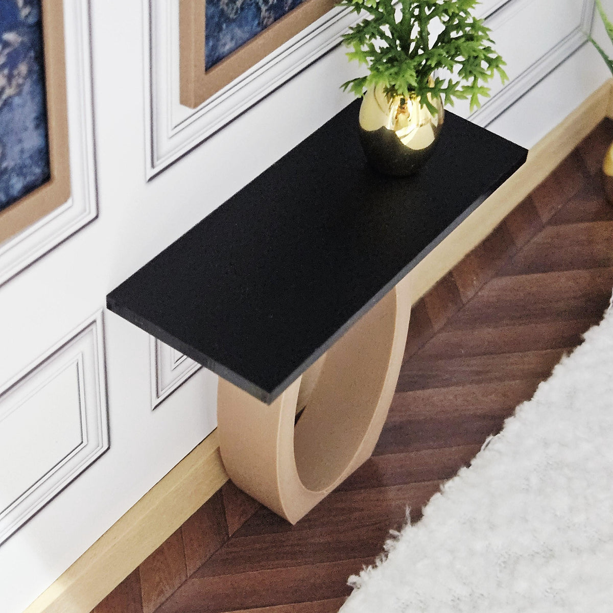 Modern Dolls House Console Table | Oval Base Accent Table | 1:12 Scale Miniature
