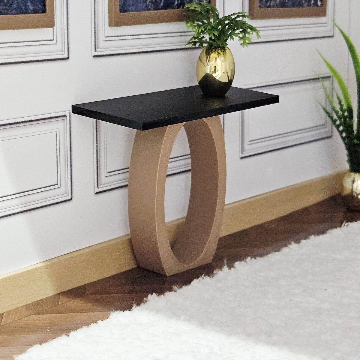 Modern Dolls House Console Table | Oval Base Accent Table | 1:12 Scale Miniature