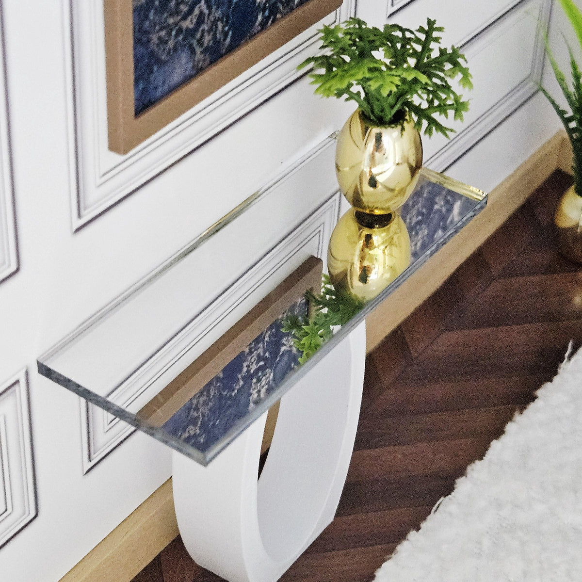 Modern Dolls House Console Table | Oval Base Accent Table | 1:12 Scale Miniature
