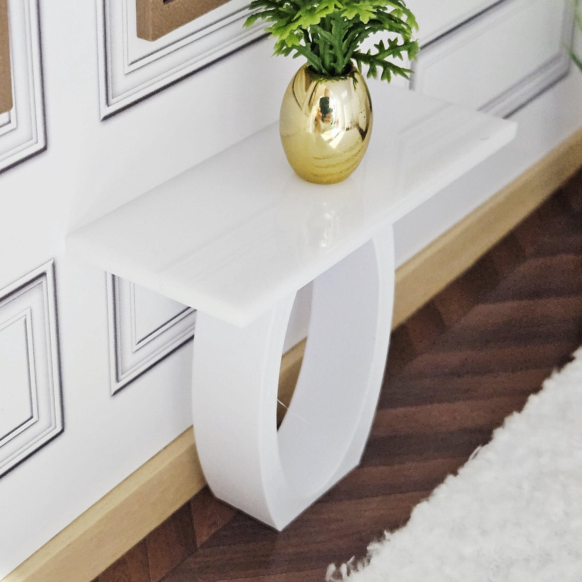 Modern Dolls House Console Table | Oval Base Accent Table | 1:12 Scale Miniature