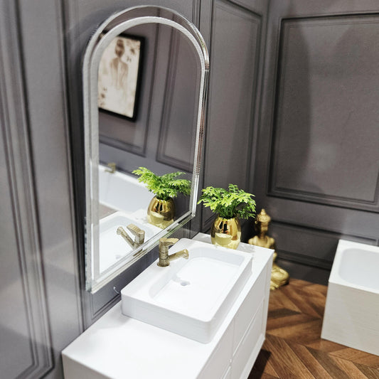 Arched Overmantle Mirror – alternate view 2 | 1:12 scale dolls house miniature
