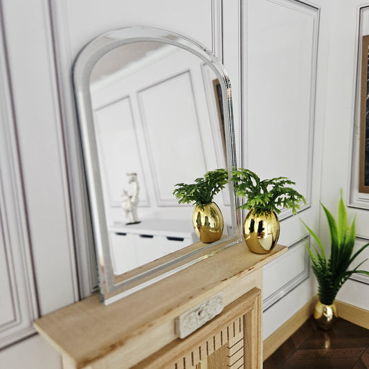 Dolls House Arched Overmantle Mirror | Laser Cut Silver Mirror | 1:12 Scale Miniature