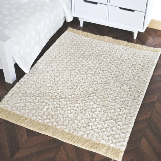 Dolls House Light Beige Rug | Miniature Carpet | Neutral Floor Decor | 1:12 Scale